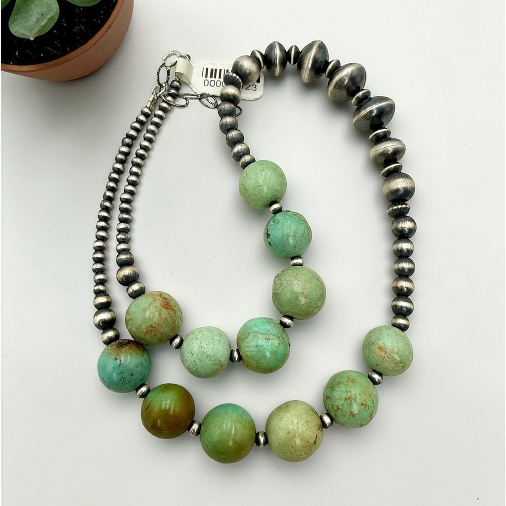 NWT Navajo Sterling Silver & Turquoise Beaded Necklace 18–20” Navajo Pearls - Picture 17 of 17